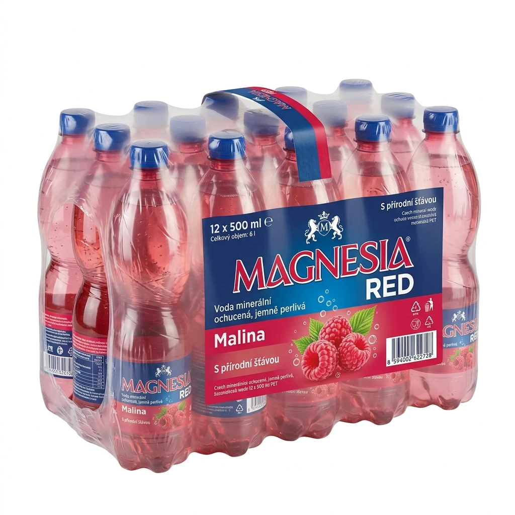 MAGNESIA RED Voda minerální jemně perlivá malina 12 x 500 ml PET