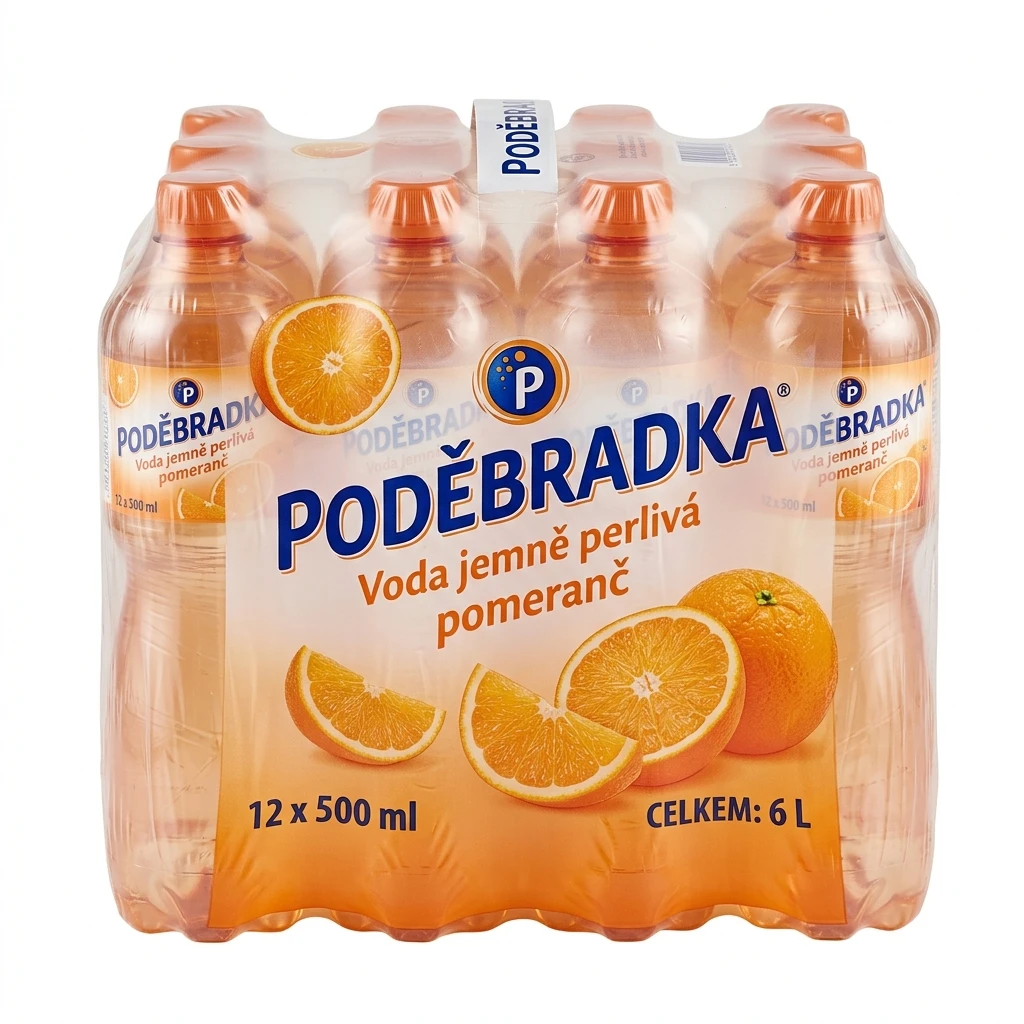 PODĚBRADKA Voda jemně perlivá pomeranč 12 x 500 ml