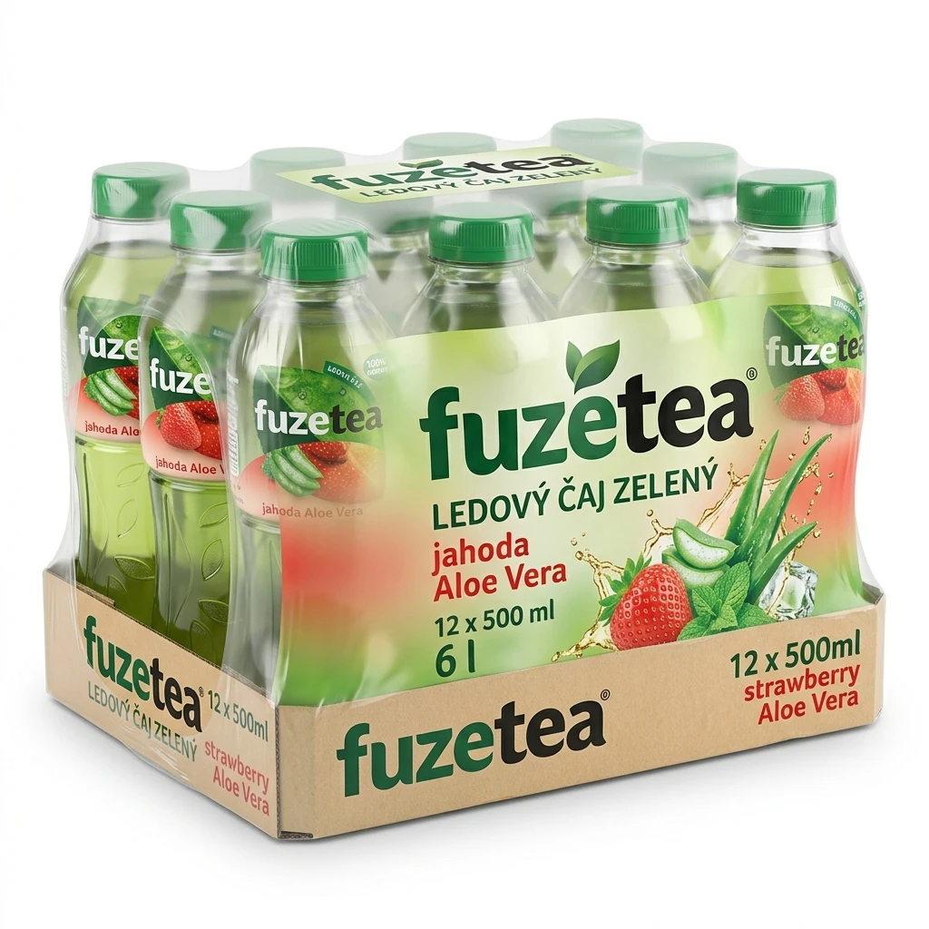fuzetea Ledový čaj zelený jahoda Aloe Vera 12 x 500 ml