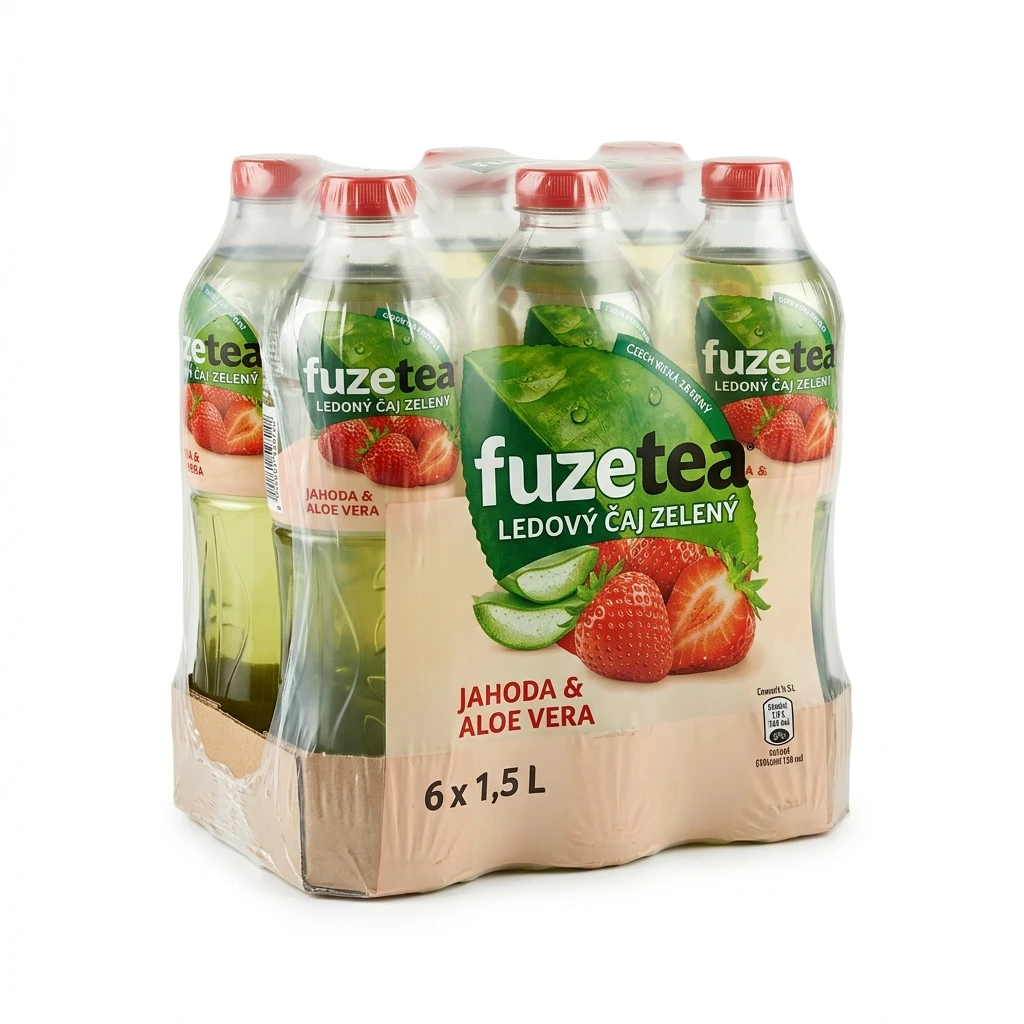 fuzetea Ledový čaj zelený jahoda Aloe Vera 6 x 1,5 l