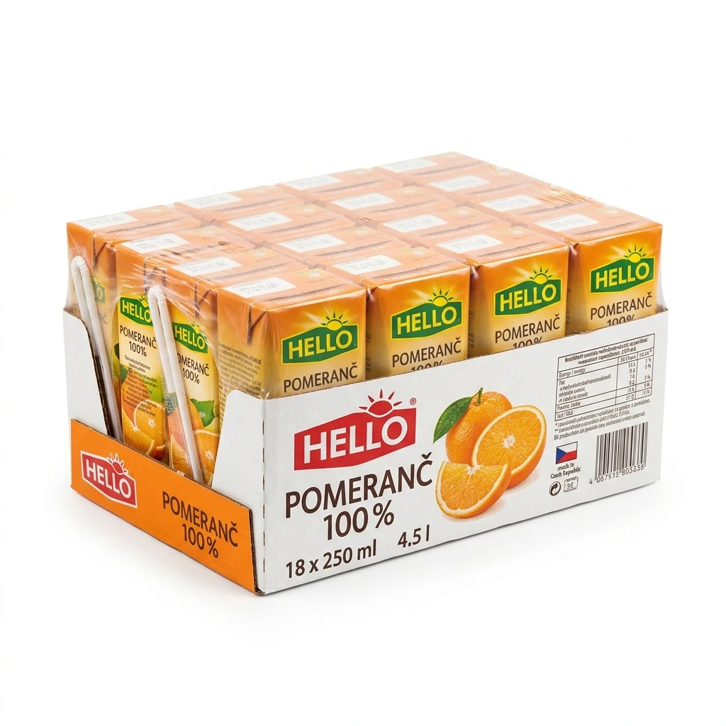 HELLO Pomeranč 100% 18 x 250 ml
