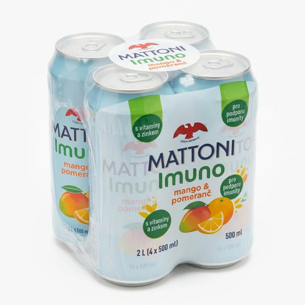 MATTONI Imuno mango pomeranč 4 x 500 ml plech
