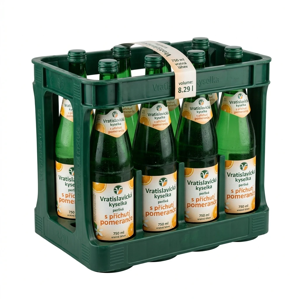 Vratislavická kyselka perlivá s příchutí pomeranče 6 x 750 ml vratná láhev