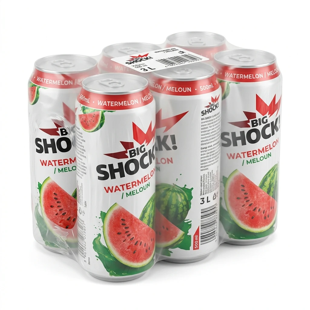 BIG SHOCK! Watermelon/meloun energetický nápoj 6 x 500 ml plech