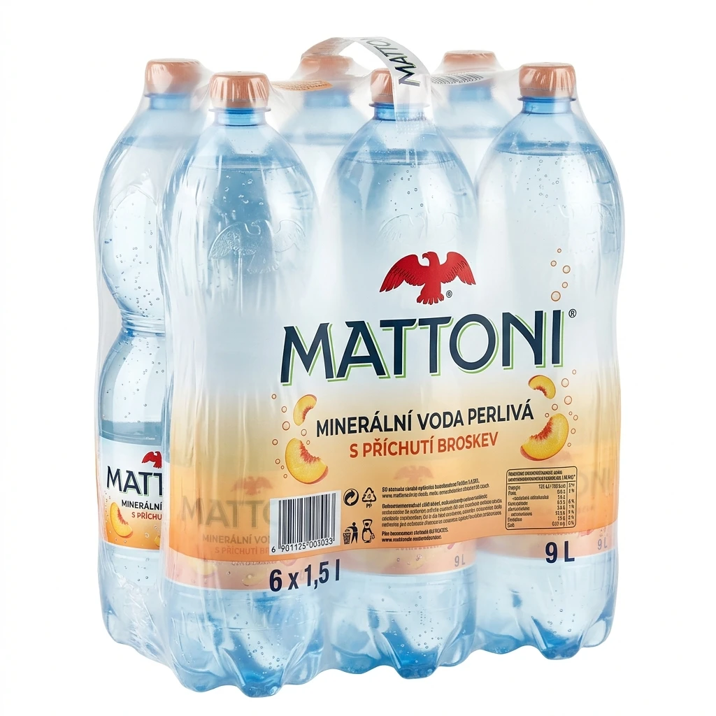 MATTONI Voda minerální perlivá broskev 6 x 1,5 l