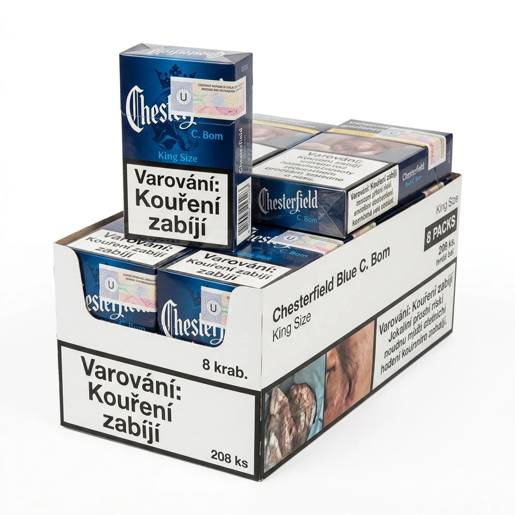 Chesterfield Blue C. Bom king size tvrdé bal. 8 krab. 26 kč kolek U 200 Kč VO cena