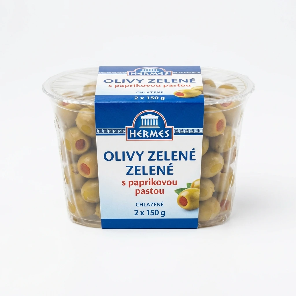 Hermes Olivy zelené s paprikovou pastou chlaz. 2 x 150 g