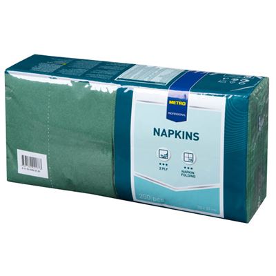 METRO PROFESSIONAL Ubrousky 2vrstvé 33 x 33 cm zelené 300 ks