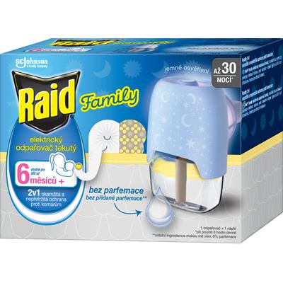 Raid Family Elektrický odpařovač proti komárům s náhradní náplní 21 ml