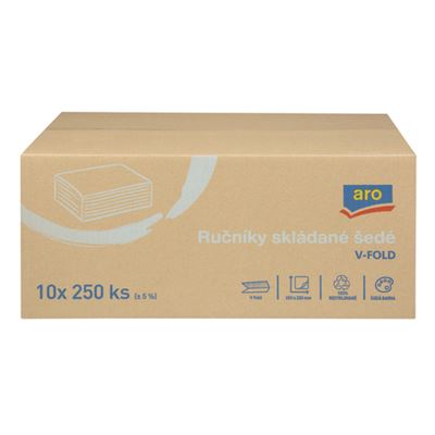 aro Ručníky skládané 1vrstvé šedé 10 x 250 ks