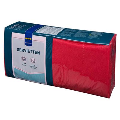 METRO PROFESSIONAL Ubrousky 2vrstvé 33 x 33 cm červené 300 ks