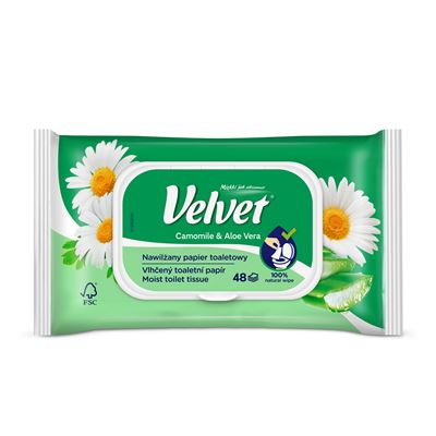 Velvet Toaletní papír vlhčený heřmánek 48 ks
