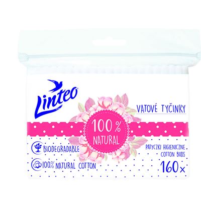 LINTEO Tyčinky vatové papírové 160 ks sáček