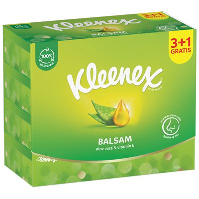 Kleenex Balsam 3vrstvé papírové kapesníčky box 3 + 1 64 ks