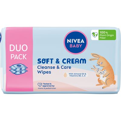 NIVEA Baby Soft & Cream Ubrousky čistící duo 2 x 57 ks