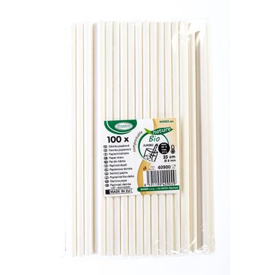 Brčko 25 cm x 8 mm papírové bílé 100 ks