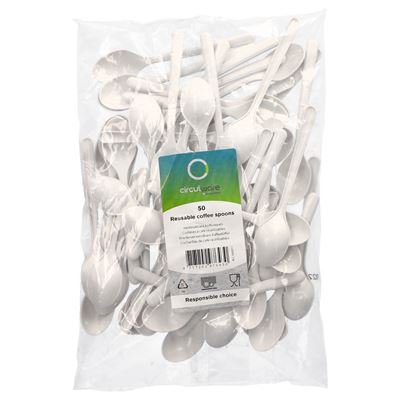 Lžička kávová BIO 13cm polypropylen bílá 50 ks