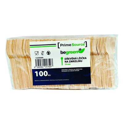 PrimeSource Lžička dřevěná na zmrzlinu begreen 7 cm 100 ks