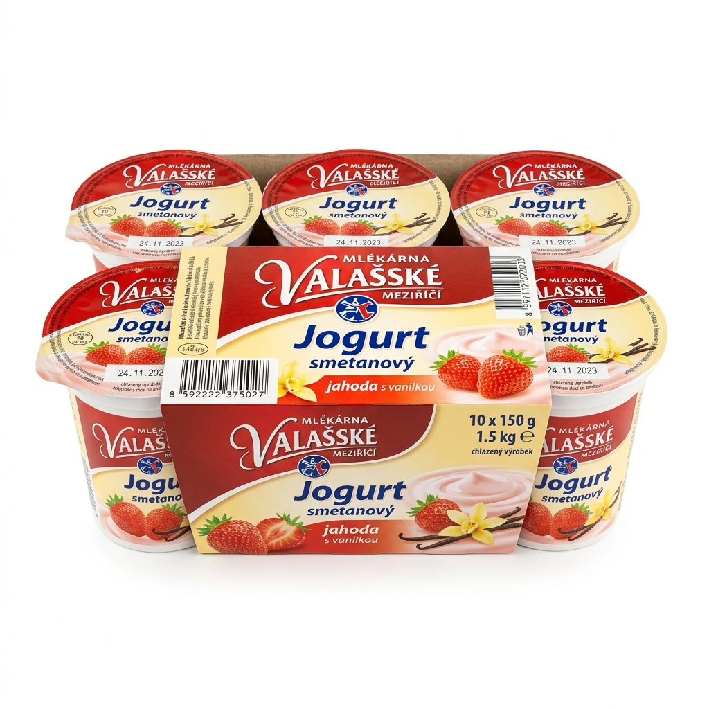 MLÉKÁRNA VALAŠSKÉ MEZIŘÍČÍ Jogurt smetanový jahoda s vanilkou chlaz. 10 x 150 g