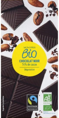 Monoprix BIO Tmavá čokoláda, 74 % kakaa