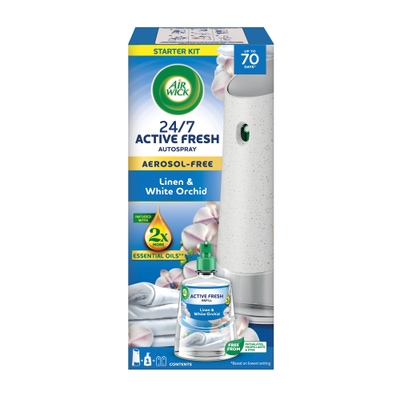 Air Wick Active Fresh Automatický difuzér a náplň na vodní bázi - Prádlo a bílá orchidej