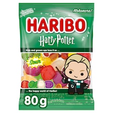 Haribo Harry Potter kyselé želé s ovocnými příchutěmi, s pěnovými cukrovinkami a s příchutí coly 80g
