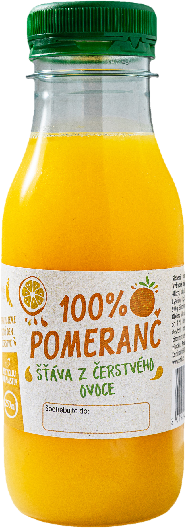 Čerstvě vymačkaný pomerančový fresh 100 %