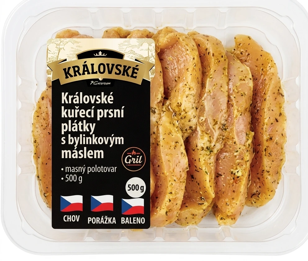 Královské kuřecí prsní plátky s bylinkovým máslem