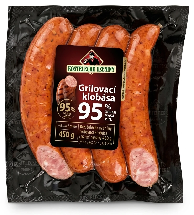 KOSTELECKÉ UZENINY Grilovací klobása