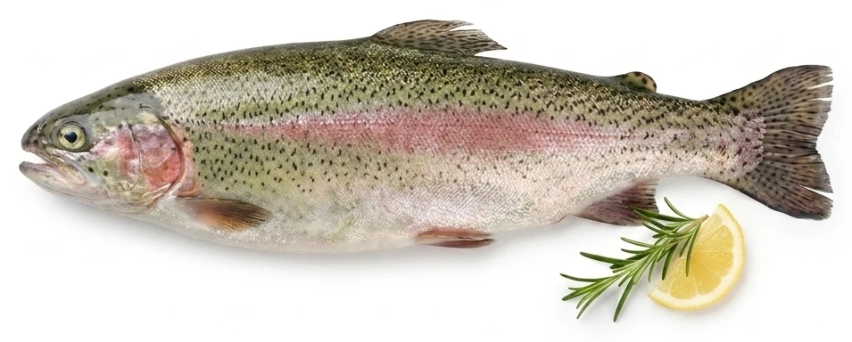 Pstruh duhový (Oncorhynchus mykiss) celý, kuchaný