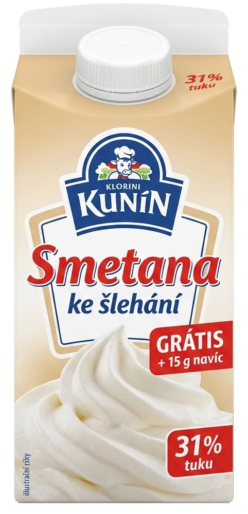 Smetana ke šlehání Kunín