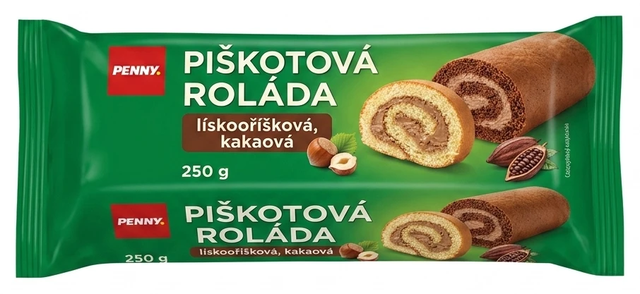 Piškotová roláda lískooříšková, kakaová