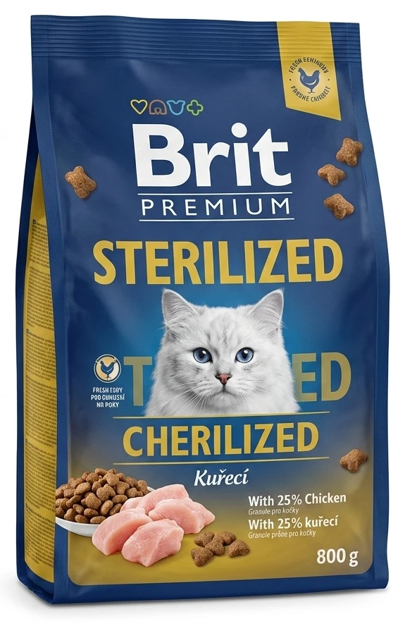 Granule pro kočky Sterilized Chicken Brit