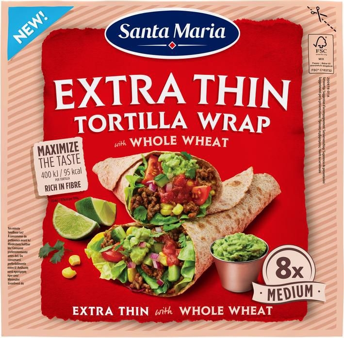 Santa Maria Tortilla Extra Thin Whole Wheat 240g