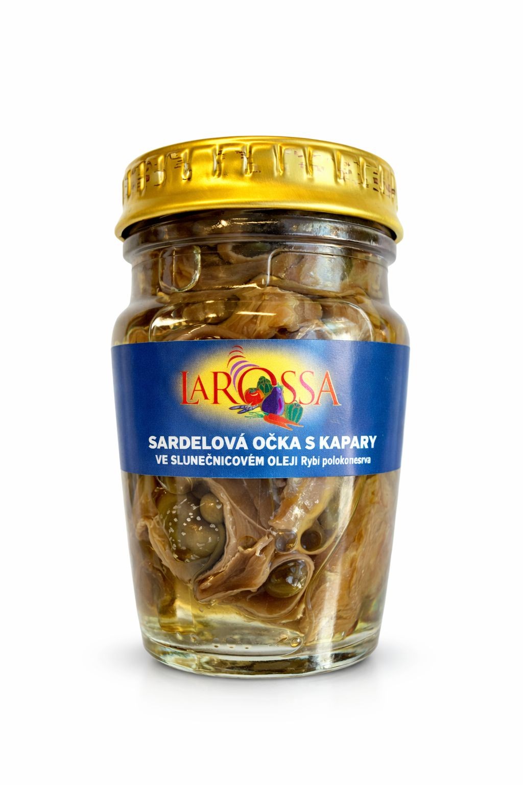 La Rossa Sardelová očka s kapary ve slunečnicovém oleji 78g