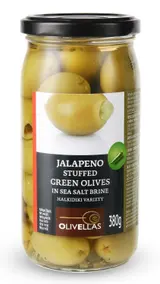 Olivellas Řecké olivy zelené s jalapeño