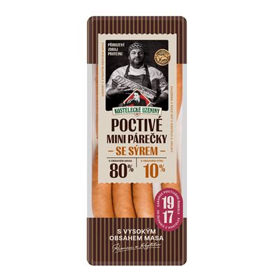 KOSTELECKÉ UZENINY Párečky poctivé mini sýr chlaz. 180 g