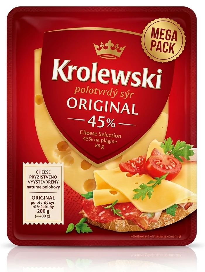 Krolewski polotvrdý sýr plátky megapack