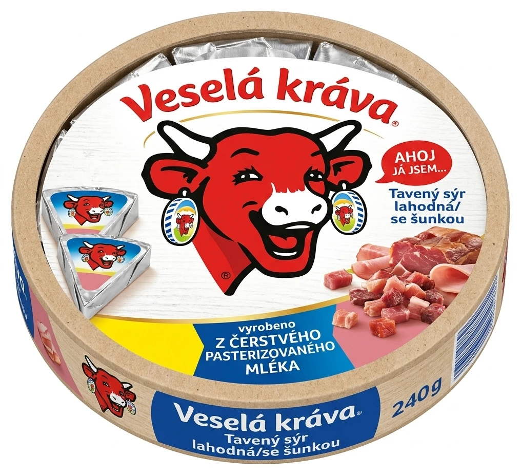 Veselá Kráva Tavený sýr lahodná/se šunkou