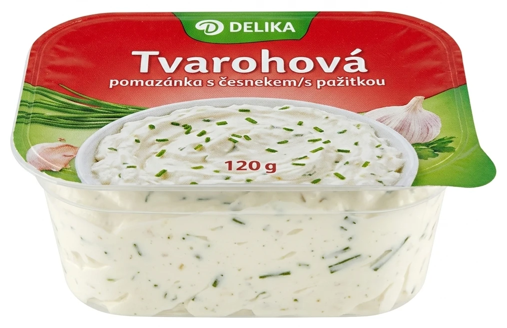 DELIKA Tvarohová pomazánka s česnekem/s pažitkou