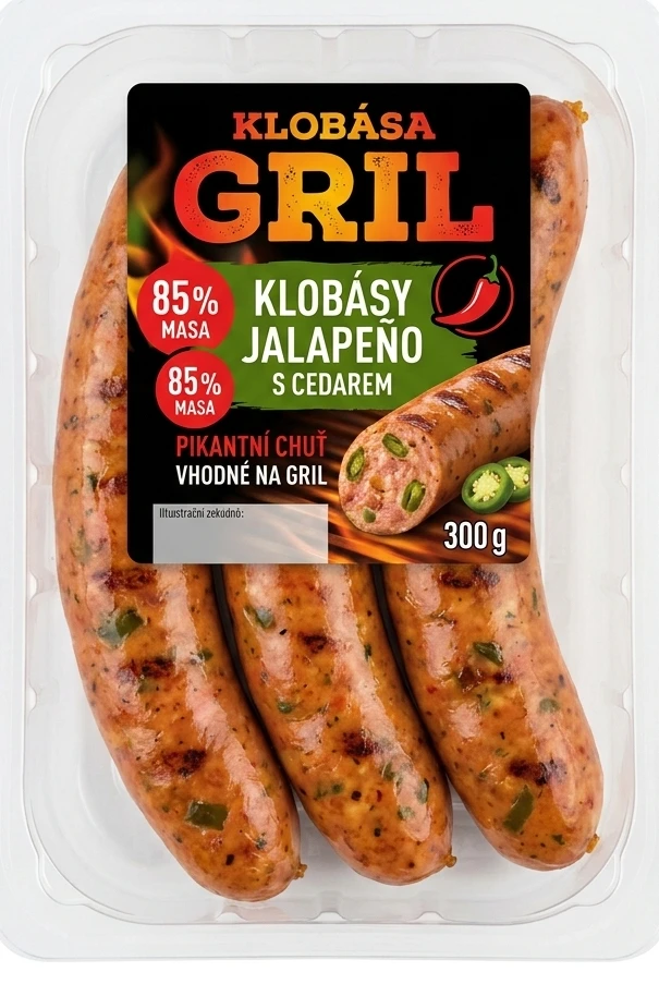 Klobása grilovací na gril s jalapeño pikantní