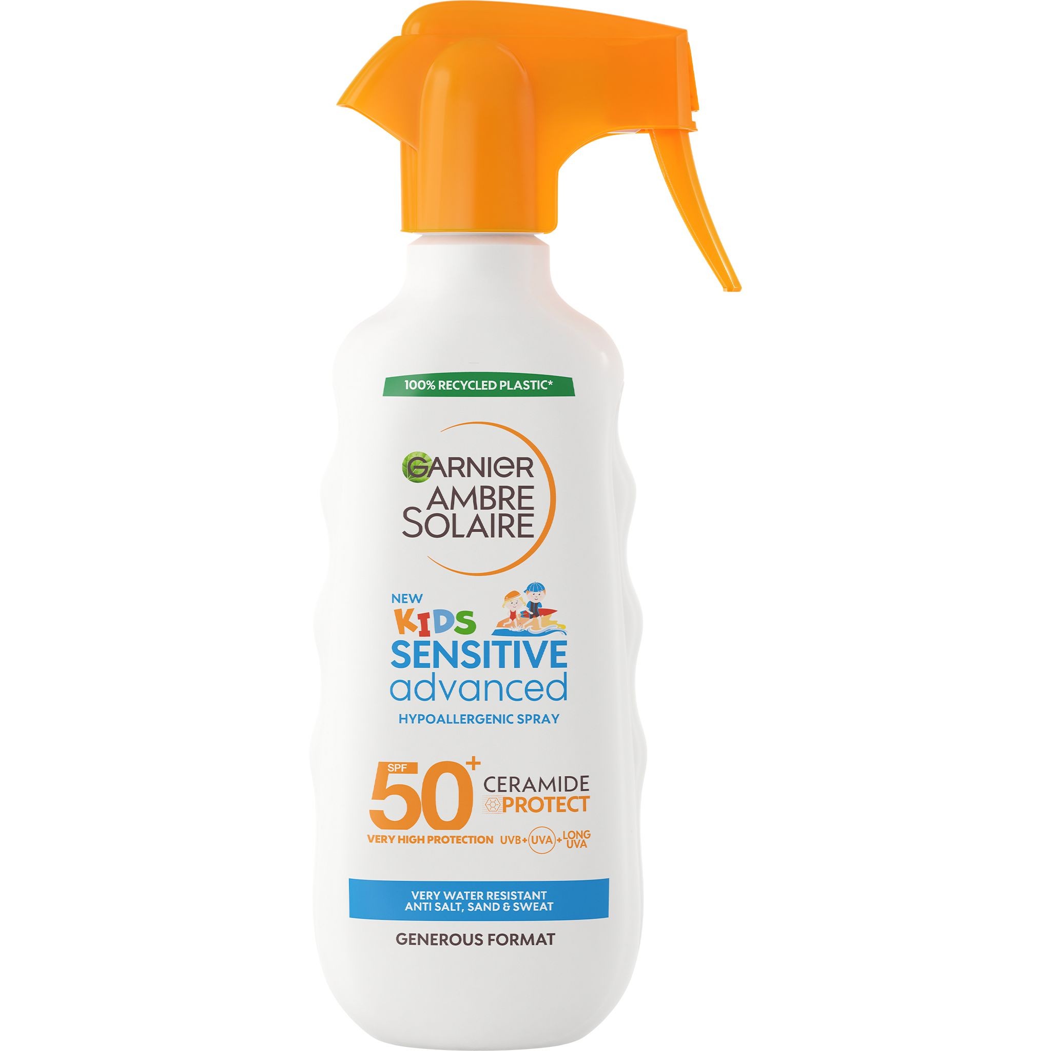 Garnier Ambre Solaire Sensitive Advanced Kids ochranný sprej pro citlivou dětskou pokožku SPF 50+ 270 ml