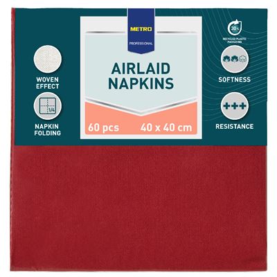 METRO PROFESSIONAL Airlaid Ubrousky 40 x 40 cm bordó 60 ks