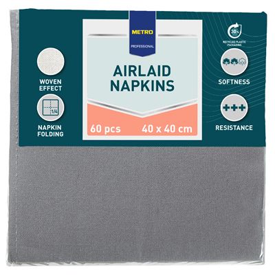 METRO PROFESSIONAL Airlaid Ubrousky 40 x 40 cm šedé 60 ks