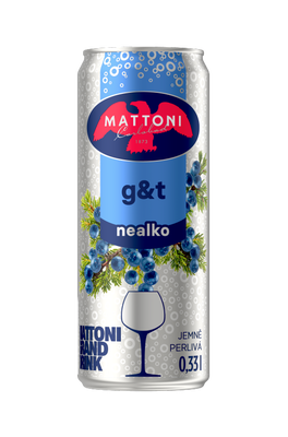 Mattoni Gin & Tonic nealko drink, plech