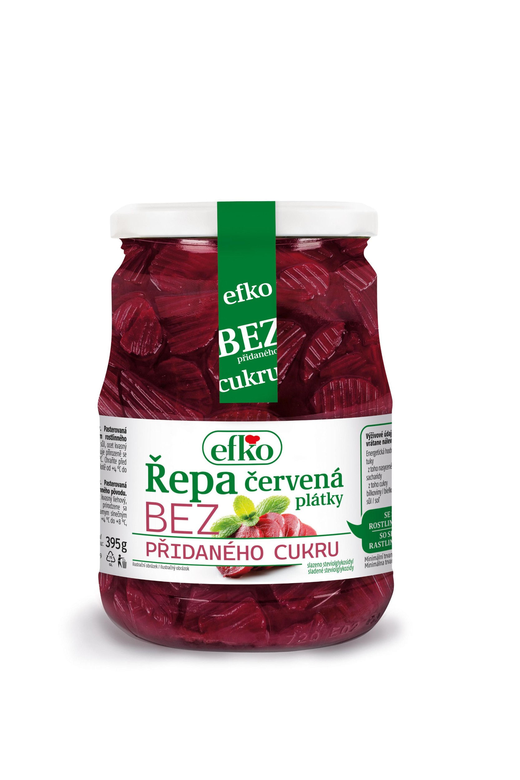 Efko Řepa červená plátky bez přidaného cukru, se sladidlem rostlinného původu 395g