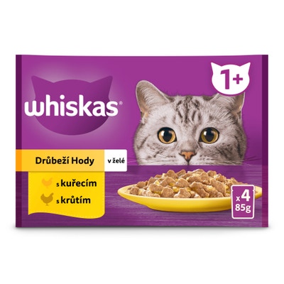 Whiskas Kapsičky drůbeží výběr v želé pro dospělé kočky 4x85g