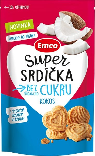 Emco Super srdíčka kokos 140g
