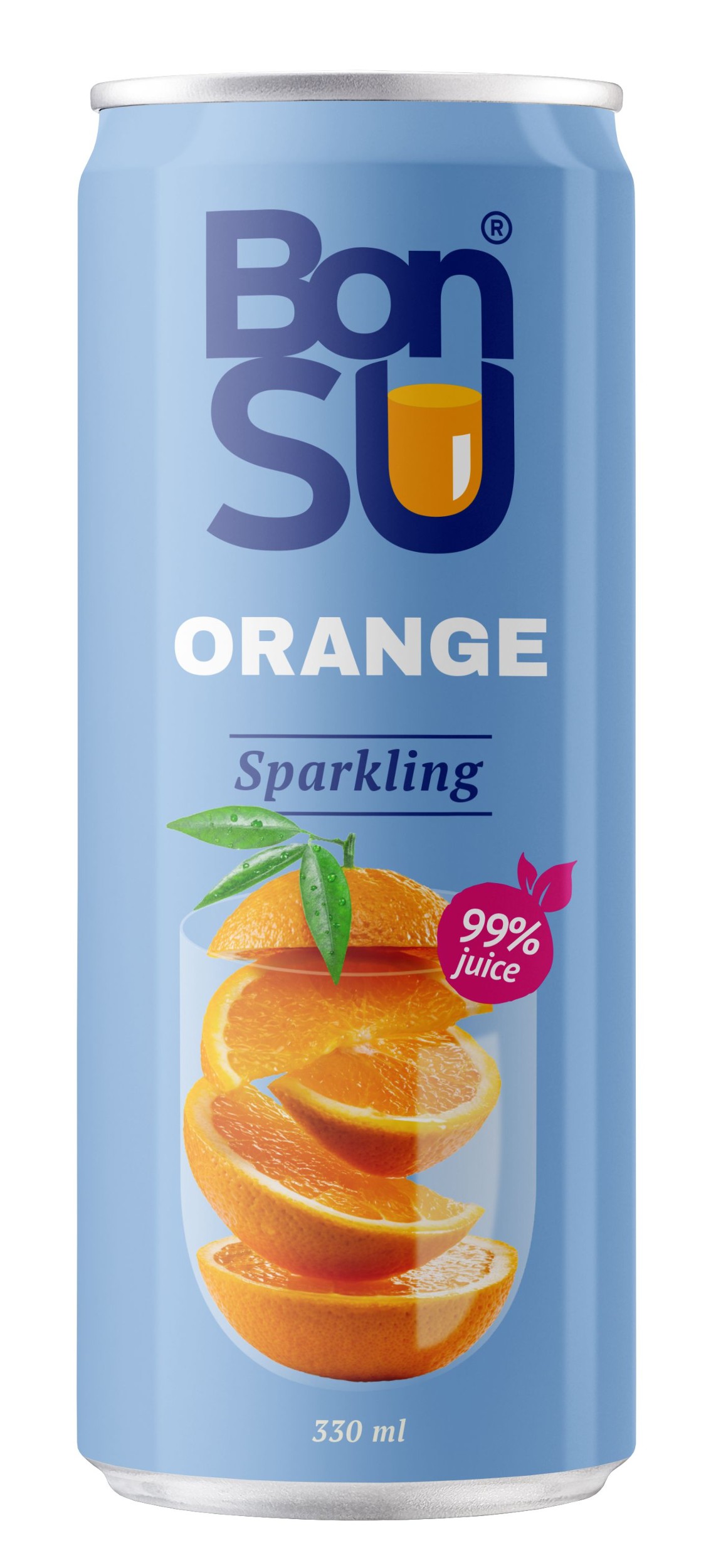 Bonsu Sparkling orange juice 99%, CAN 330 ml