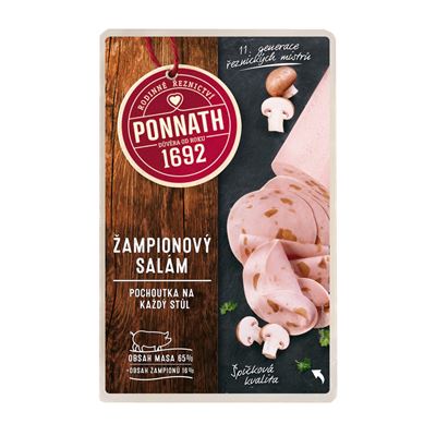 PONNATH Salám žampionový plátky chlaz. 100 g